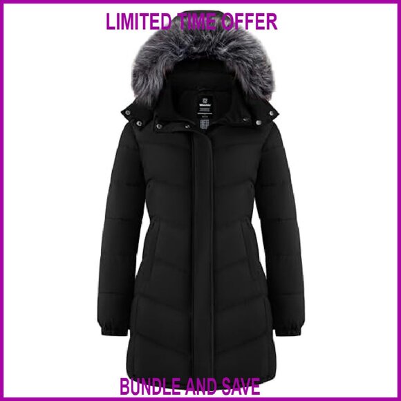 Women's Long Hooded Puffer Jacket Warm Quilted Winter Coat Plus Size - Picture 2 of 8